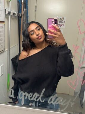 PrettyLittleThing Black One-Shoulder Oversized Sweater